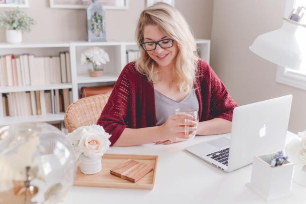 woman freelancing at desk